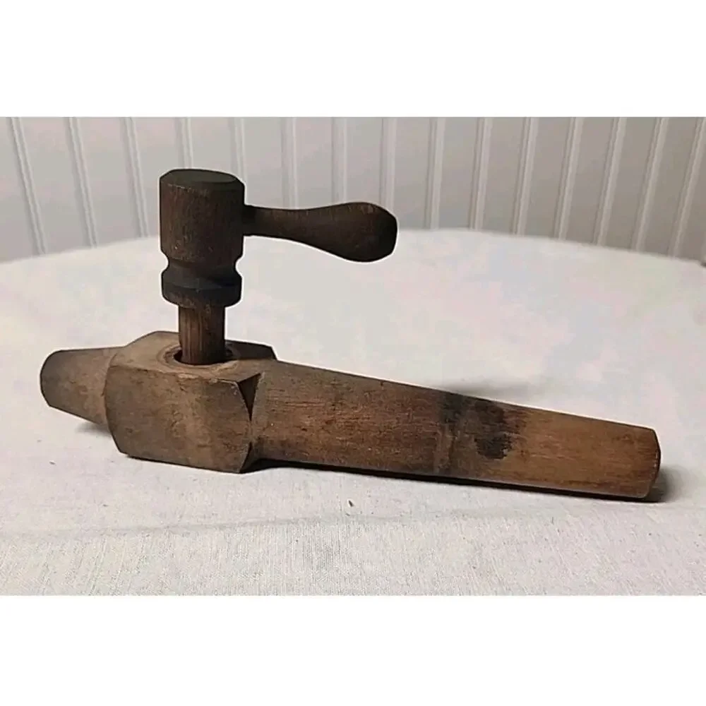 Antique Reed & Co Amber Beer Bottle w/Wire Bale Stopper 1880s, & Wooden Keg Tap